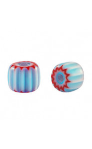 Millefiori bead 6x7mm - Light blue-red
